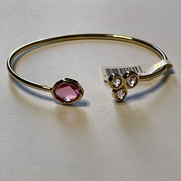New Real Simple Talia Bracelet Gold Tone with Pink and Clear Stones - Picture 1 of 4